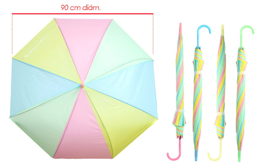 [PT20159] Sombrilla infantil plastica  pastel rayas 