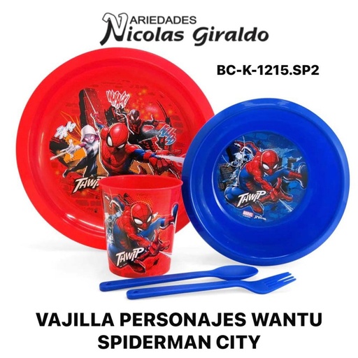 [BC-K-1215.SP2] Vajilla personajes wantu spiderman city