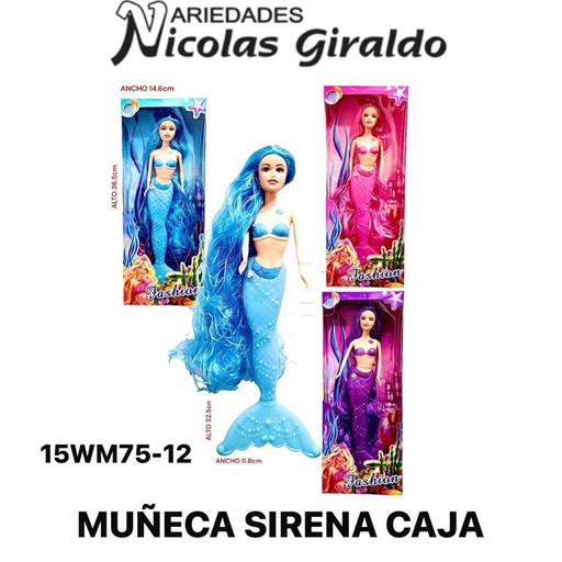 [15WM7512] Muñeca sirena caja