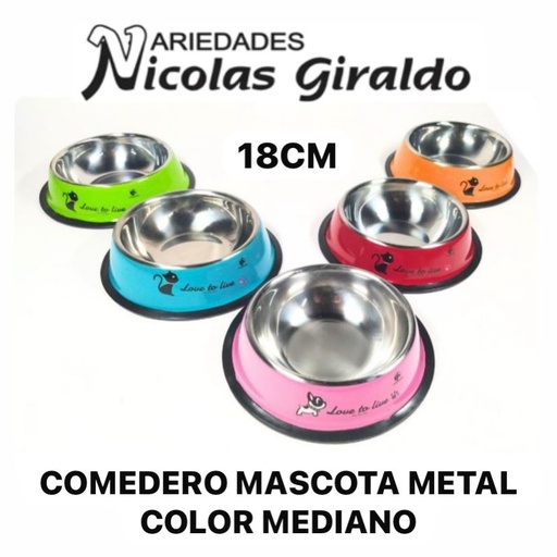 [18CM] @Comedero mascota metal color mediano