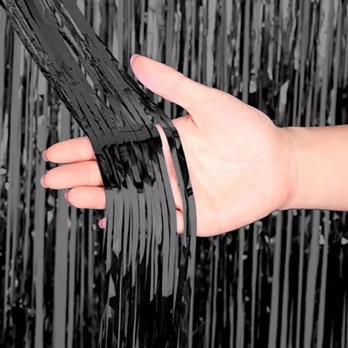 [2D-5850] Cortina fiesta brillante 2x1 negra (TH-332)