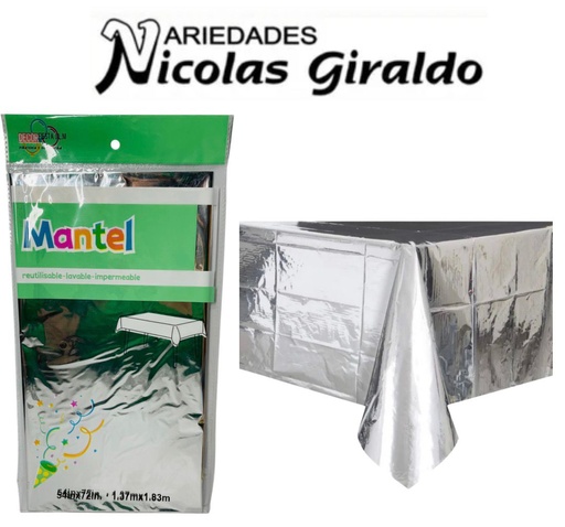 [2D-6828] Mantel fiesta brillante plata (NA643P)