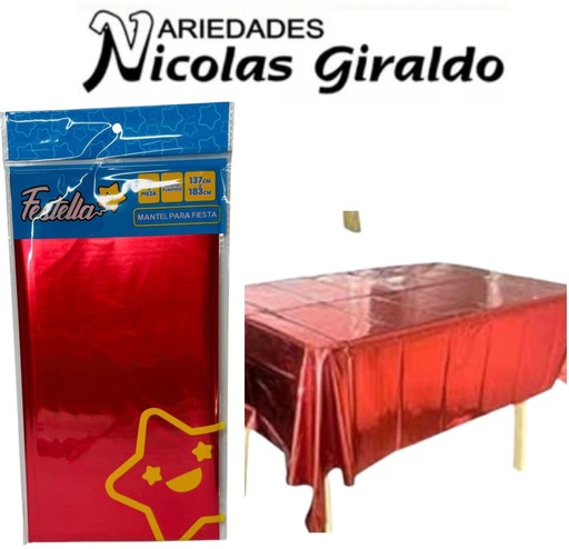 [2D-6828] Mantel fiesta brillante rojo 