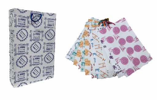 [201030] @Bolsa regalo mensaje blanca grande pqt x12