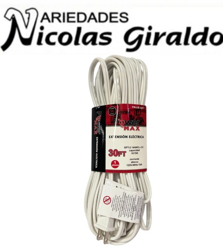 [PW-EB-30FT] Extension blanca power max x 30FT 