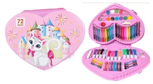 [PT23162] Set escolar infantil estuche corazon grande 