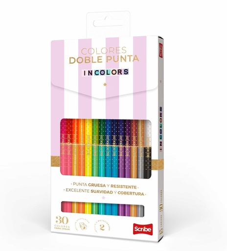 [C30218243] Color scribe incolors doble punta x15 piezas 30 colores