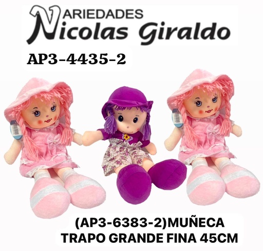 [AP3-4435-2] (AP3-6383-2)Muñeca trapo grande fina 45cm 