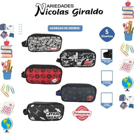 [P3989] Cartuchera primavera juvenil marvel star wars