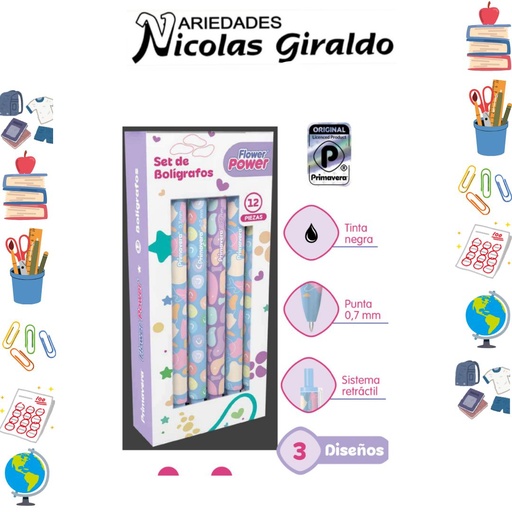 [4072-1944] Lapicero primavera flower power x12 