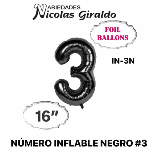 [NA802N-3] @(1404P)Numero inflable negro #3