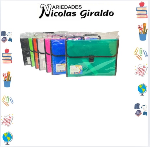 [ET646] Carpeta archivador carta 13 bolsillos traslucida