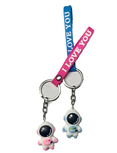 [2D-10425-2] Llavero caucho fino pequeño astronauta correa pqt X12 