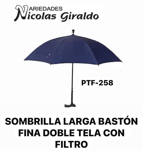 [PTF-258] Sombrilla larga baston fina doble tela con filtro 