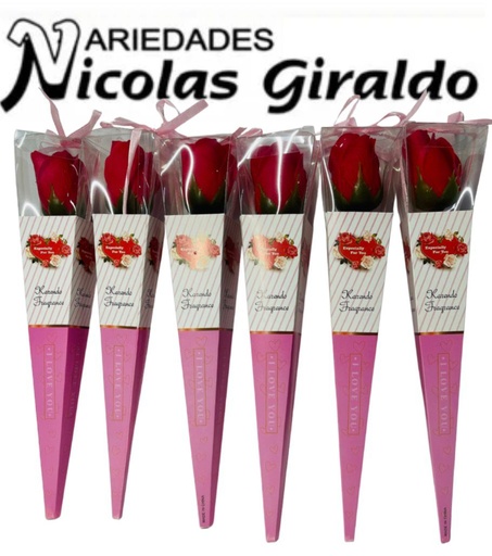 [PT25019] Flor rosa roja x1 en acetato mediana pqt x12 