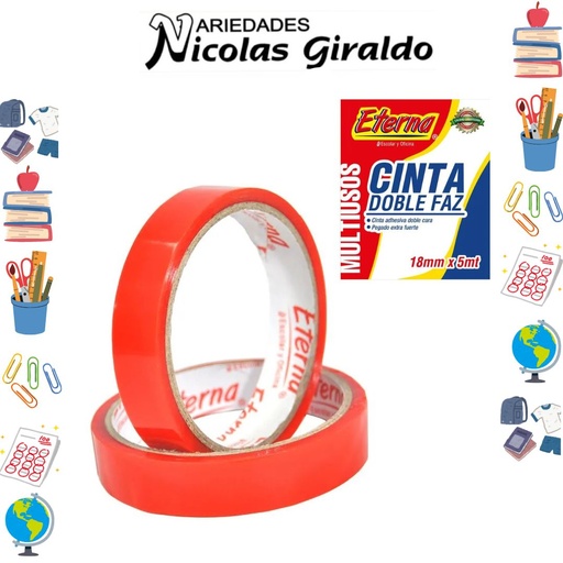 [ET635] Cinta doble faz transparente 18mm x5 mts