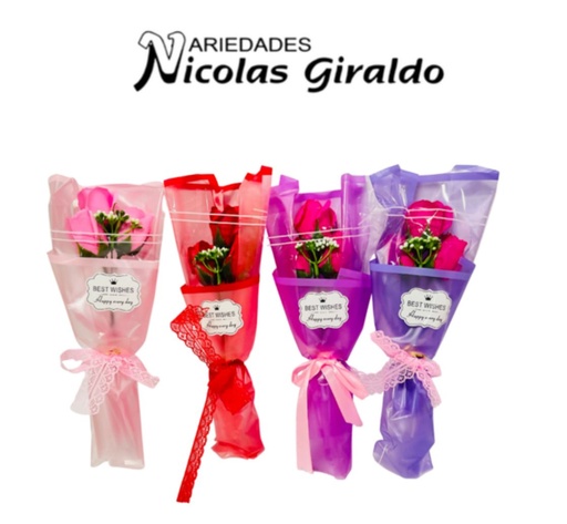 [PT26835] Flor ramo X3 rosas estuche 