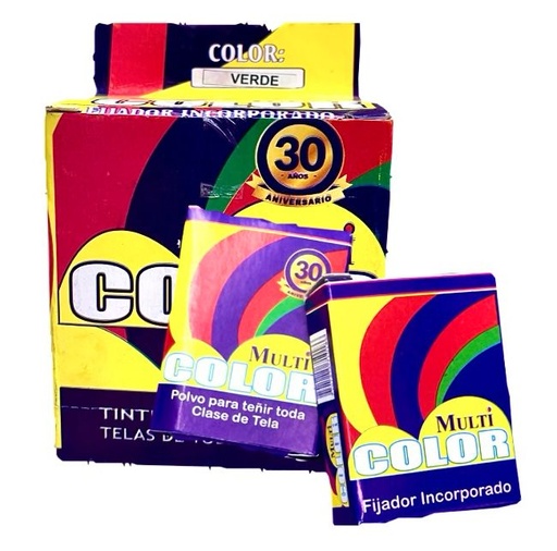 [TMUL-001] Tinte ropa multicolor verde caja x12