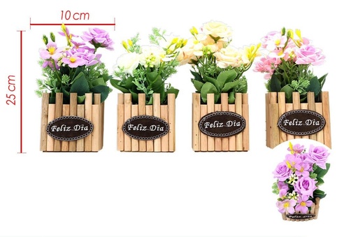 [PTF-500] Matera madera grande flor artificial   