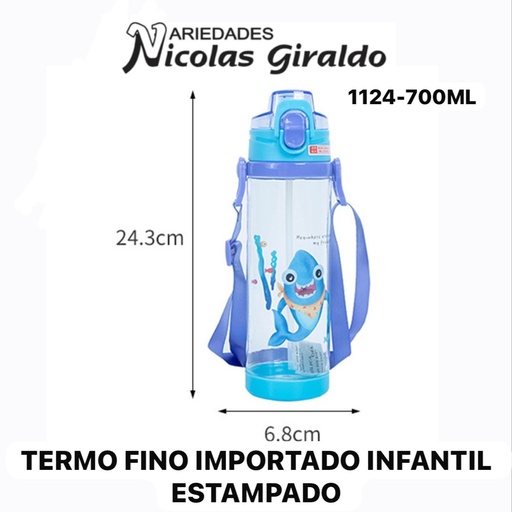 [1124-700ML] Termo fino importado infantil estampado