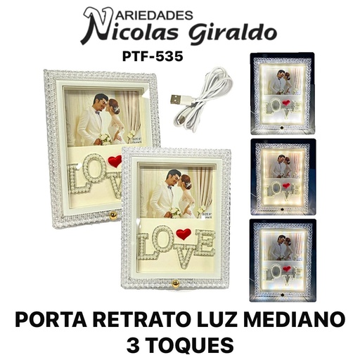 [PTF-535] Porta retrato luz mediano 3 toques 