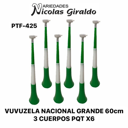 [PTF-425] Vuvuzela nacional grande 60cm 3 cuerpos PQT X6 