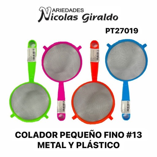 [PT27019] Colador pequeño fino #14 metal y plastico 