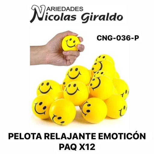 [CNG-036-P] Pelota relajante carita feliz paq x12 