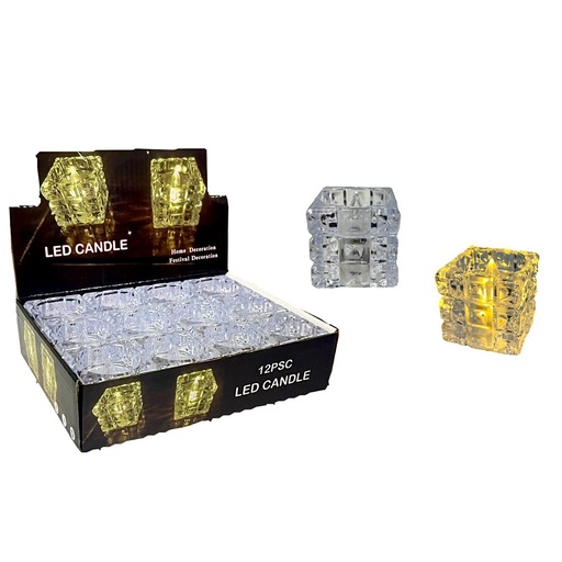 [SE3560] Vela pila transparente cuadrada caja x12