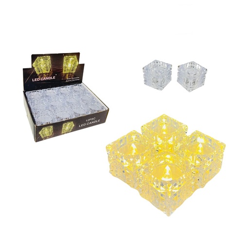 [SE3560] Vela pila transparente cuadrada caja x12