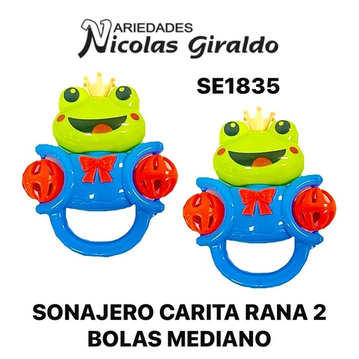 [SE1835] Sonajero carita rana 2 bolas mediano 