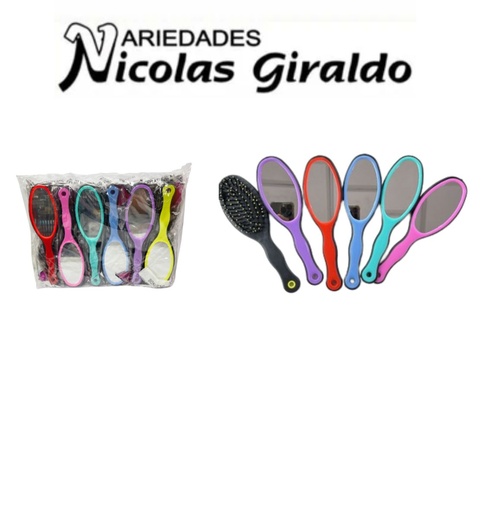 [CNG-003] Cepillo peinar con espejo pequeño x12 
