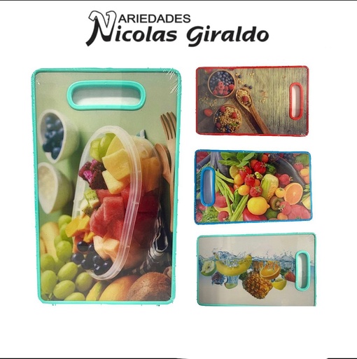 [CNG-010] Tabla picar estampada frutas gruesa 23X37 