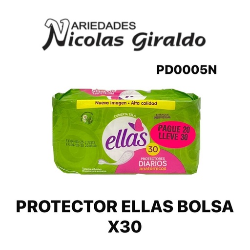 [PD0005N] Protector ellas bolsa x30 produsa 