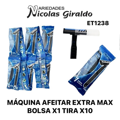 [ET1238] Maquina afeitar extra max bolsa x1 TIRA X10 