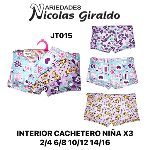 [JT015] Interior cachetero niña x3 2/4 6/8 10/12 14/16