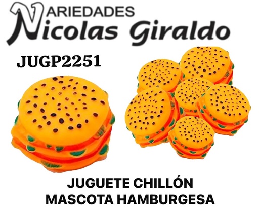 [JUGP2251] Juguete chillon mascota hamburgesa 
