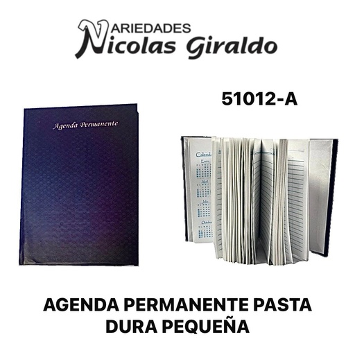 [51012-A] Agenda permanente pasta dura pequeña 