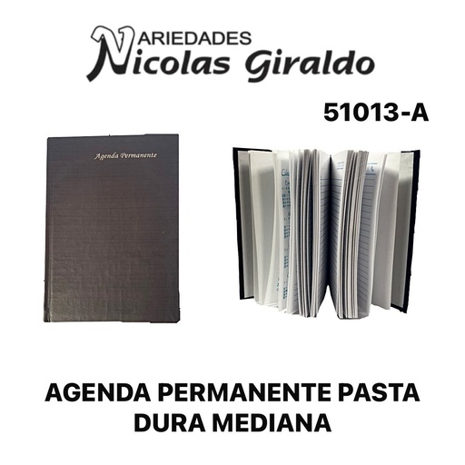 [51013-A] Agenda permanente pasta dura mediana