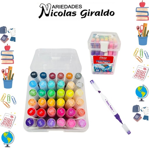 [ET1409] Marcador doble punta tarro x36 eterna 