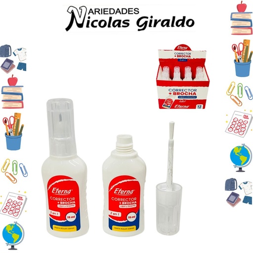 [ET1114] Corrector eterna brocha 15 ml blanco caja x12