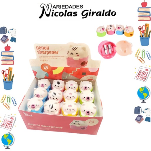 [PT17044] Sacapuntas figura animalitos caja x24 