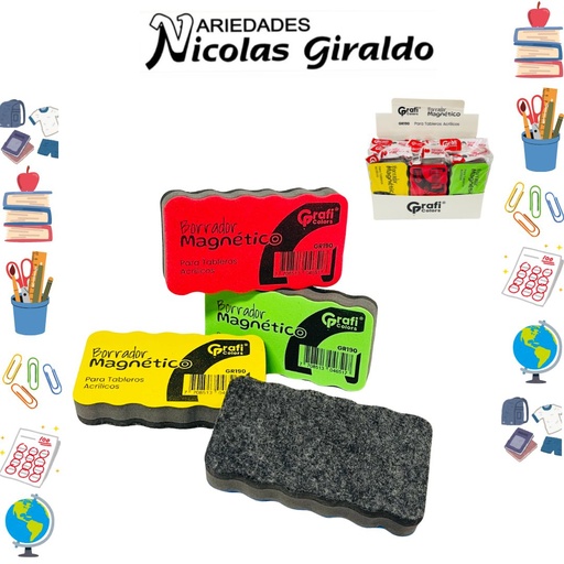 [GR190] Borrador de tablero iman paquete x12