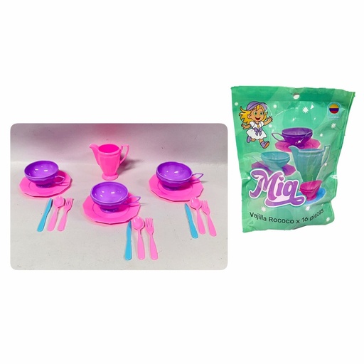 [J100] Vajilla infantil mia rococo x16 piezas 