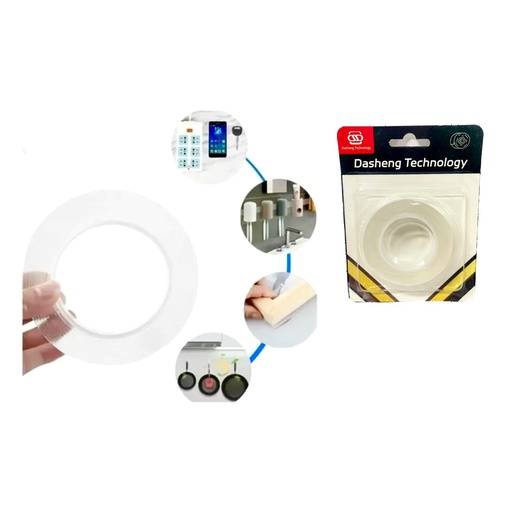 [AK11019] Cinta doble faz Nano gel transparente  2.5 MT