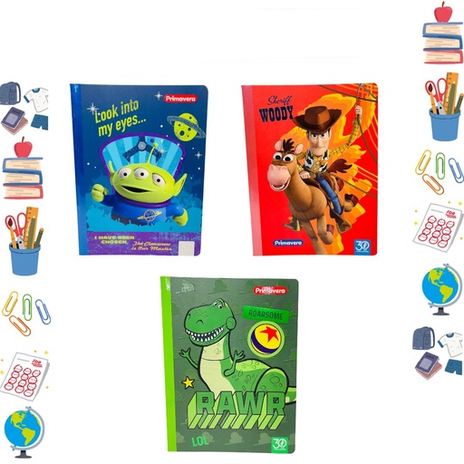 [P4281] Cuaderno cosido primavera 100H raya toy story niño 