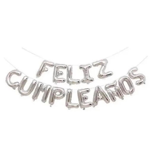 [GI-334LP] Inflable "feliz cumpleaños" letra plata  