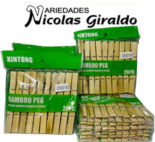 [CH20193] Gancho pinza madera x20  PQTX12