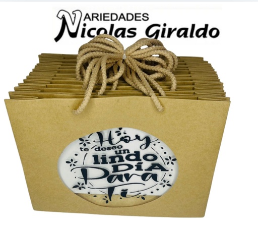 [UN0406] Bolsa regalo cariñito mediana horizontal ventana mensaje PQT X12