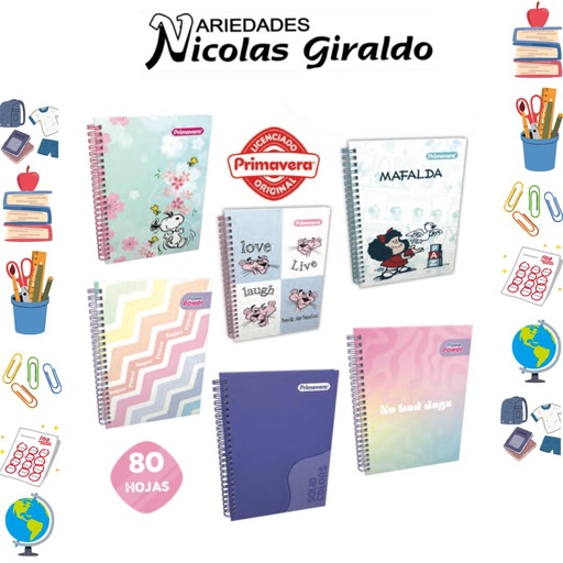 [P3422] Libreta primavera argollado mini femenina PQT X12